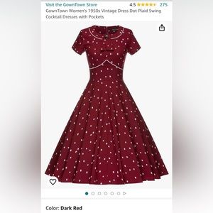 GownTown Women's 1950s Vintage Dot Plaid Swing Cocktail Dresses with Pockets